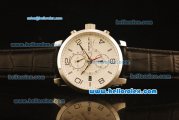 Montblanc Flyback Automatic Steel Case with White Dial and Black Leather Strap