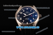 IWC Pilot's Watch Mark XVII Swiss ETA 2892 Automatic Steel Case with Blue Dial and Black Leather Strap - White Arabic Numeral Markers