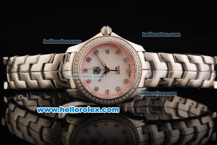 Tag Heuer Link 200 Meters Swiss Quartz Movement Steel Case with White Dial and Diamond Markers/Bezel-Lady Model - Click Image to Close