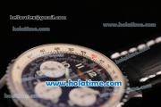 Breitling Limited Edition Cosmonaute 1962 Navitimer Chrono Swiss Valjoux 7750 Automatic Steel Case with Black Leather Bracelet and Black Dial - 1:1 (Noob)