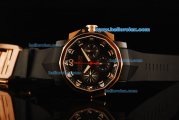Corum Admiral's Cup Challenge Swiss Valjoux 7750 Automatic Movement PVD Case with Rose Gold Bezel and Black Rubber Strap