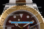 Rolex Yacht-Master 40 Clone Rolex 3135 Automatic Two Tone Case/Bracelet with Green MOP Dial and Dot Markers (BP)