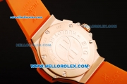 Hublot Big Bang Chronograph Swiss Quartz Movement Rose Gold Case with Orange Diamond Bezel and Orange Rubber Strap-Lady Model