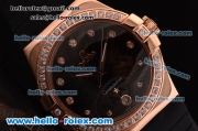 Omega Constellation Swiss ETA Quartz Rose Gold Case with Diamond Bezel and Black Rubber Strap