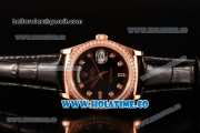 Rolex Day-Date Asia Automatic Rose Gold Case with Diamonds Markers Black Dial - Diamonds Bezel (BP)