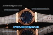 Hublot Classic Fusion 9015 Auto Rose Gold Case with Blue Dial and Blue Leather Strap