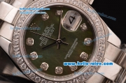 Rolex Datejust Lady 2813 Automatic Steel Case with Grey Mop Dial Diamond Markers and Diamond Bezel ETA Coating