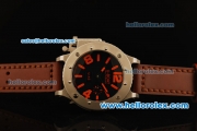 U-Boat U-42 Automatic Movement Steel Case with Black Dial and Brown Leather Strap-Red Markers