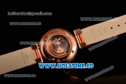 Omega Deville Ladymatic Clone 8500 Automatic Rose Gold Case with Diamonds Markers White MOP Textured Dial and Orange Leather Strap (V6)