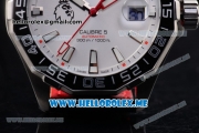 Tag Heuer Aquaracer Calibre 5 Match Timer Premier League Special Edition Miyota Quartz Steel Case with Silver Dial and Black Leather Strap Stick Markers