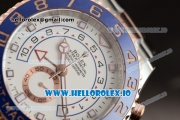 Rolex Yacht-Master Chrono Clone Rolex 4130 Automatic Movement Rose Gold White Dial and Dots Markers Rose Gold Bracelet (JF)