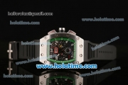 Richard Mille RM 011 Asia 2813 Automatic Steel Case with Black Rubber Bracelet White Markers and Black Dial