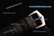 Patek Philippe Calatrava Swiss Quartz Steel Case with White/Black Dial and Black Leather Strap