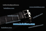 Vacheron Constantin Malte Miyota Quartz Stainless Steel Case with Black Leather Strap Black Dial and Diamond Markers