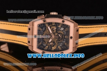 Hublot MP-06 Senna Champion 88 Chrono Miyota Quartz Rose Gold Case with Skeleton Dial and Yellow/Black Leather Strap