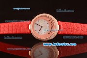 Versace Swiss ETA Quartz Rose Gold Case with Dimond Bezel and White MOP Dial-Red Leather Strap