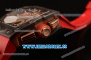 Richard Mille RM 11-02 Swiss Valjoux 7750 Automatic Carbon Fiber Case with Skeleton Dial and Red Rubber Strap - 1:1 Original