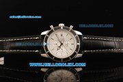 Breitling Superocean Automatic Movement White Dial with Black Bezel and Stick Marker-Black Leather Strap