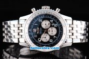 Breitling Navitimer Quartz Movement Silver Case with Black Dial and SS Strap-Number Markers