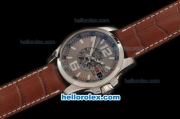 Chopard Mille Miglia GTXL GMT Swiss ETA Automatic Movement Steel Case with White Markers and Brown Leather Strap