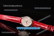 Rolex Cellini Time Asia 2813 Automatic Steel Case with White Dial Red Leather Strap and Stick Markers