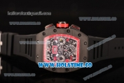 Richard Mille RM 011 Felipe Massa Flyback Chronograph Swiss Valjoux 7750 Automatic Carbon Fiber Case with Skeleton Dial and Red Inner Bezel - 1:1 Original