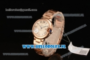 Cartier Ballon Bleu De Medium Swiss ETA 2671 Automatic Rose Gold Case Silver Dial Roman Numeral Markers and Rose Gold Bracelet - 1:1 Original