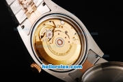 Rolex Datejust Swiss ETA 2836 Automatic Full Steel Case with Rose Gold/Diamond Bezel and White MOP Dial-Two Tone Strap