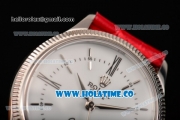 Rolex Cellini Time Asia 2813 Automatic Steel Case with White Dial Red Leather Strap and Stick/Roman Numeral Markers