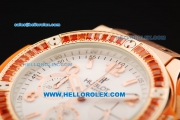 Hublot Big Bang Chronograph Swiss Quartz Movement Rose Gold Case with Orange Diamond Bezel and Orange Rubber Strap-Lady Model