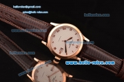 Patek Philippe Calatrava Swiss ETA 2824 Automatic Rose Gold Case with Brown Leather Strap and White Roman Markers