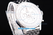 Breitling Navitimer Chronograph Quartz Movement Silver Case with White Dial and SS Strap-Stick Markers