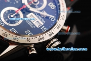 Tag Heuer Carrera Calibre 16 Swiss Valjoux 7750 Automatic Movement Steel Case with Black Dial and Black/Red Leather Strap