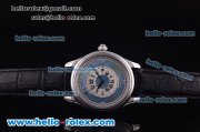 MontBlanc Swiss 2824 Automatic Steel Case with Blue MOP Dial and Black Leather Strap