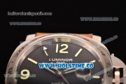 Panerai Luminor GMT PAM 029 A Asia Automatic Steel Case with Black Dial Stick/Arabic Numeral Markers and Brwon Leather Strap