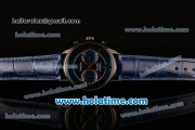 Omega De Ville Co-Axial Chronograph VK Quartz Movement PVD Case and Blue Leather Strap with Blue Dial