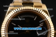 Rolex Day-Date Clone Rolex 3255 Automatic Yellow Gold Case/Bracelet with Black Dial and White Markers