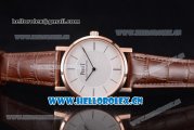 Piaget Altiplano Miyota 9015 Automatic Rose Gold Case with White Dial Brown Leather Strap and Stick Markers (YF)