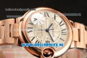 Cartier Ballon Bleu De Medium Swiss ETA 2671 Automatic Rose Gold Case Silver Dial Roman Numeral Markers and Rose Gold Bracelet - 1:1 Original