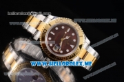 Rolex Yacht-Master 40 Clone Rolex 3135 Automatic Two Tone Case/Bracelet with Green MOP Dial and Dot Markers (BP)