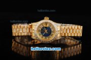 Rolex Datejust Automatic with Rose Gold Case and diamond -Blue Dial-Lady Size