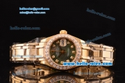 Rolex Datejust Lady Pearlmaster 2813 Automatic Gold Case with Grey MOP Dial Diamond Bezel and Yellow Gold Strap ETA Coating