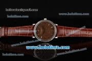 Patek Philippe Calatrava Miyota Quartz Steel Case with Silver Stick Markers and Brown Dial