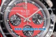 Rolex Daytona Vintage Chrono Miyota OS20 Quartz Steel Case with Red Dial Stick Markers and Red Nylon Strap