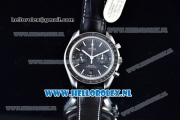 Omega Speedmaster Moonwatch Professional Chronograph Clone Omega 9300 Automatic Steel Case with Black Dial Stick Markers and Black Genuine Leather Strap