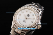 Tag Heuer Link 200 Meters Quartz Diamond Bezel and Marking with White Dial Lady Size