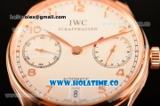 IWC Portuguese Power Reserve Clone IWC 52010 Automatic Rose Gold Case with White Dial and Brown Leather Strap - Arabic Numeral Markers - 1:1 Original