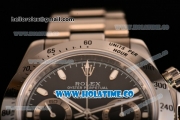 Rolex Daytona II Chrono Swiss Valjoux 7750 Automatic Full Steel with Black Dial and White Stick Markers (JF)