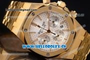 Audemars Piguet Royal Oak Chronograph Swiss Valjoux 7750 Automatic Yellow Gold Case/Bracelet with White Dial Stick Markers (EF)