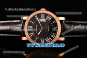 Cartier Rotonde De Miyota Quartz Rose Gold Case with Rose Gold Dial Diamonds Bezel and Roman Numeral Markers